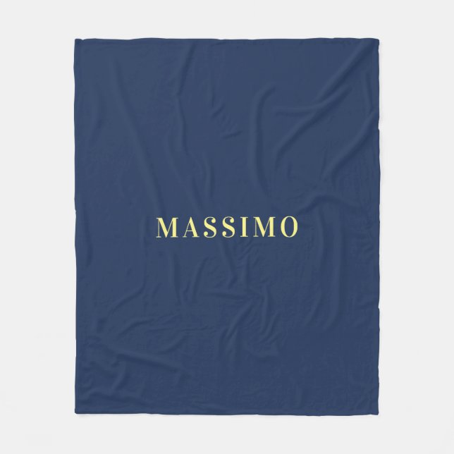 Minimalist Classical Professional Blue Colour Name Fleece Blanket (Front)
