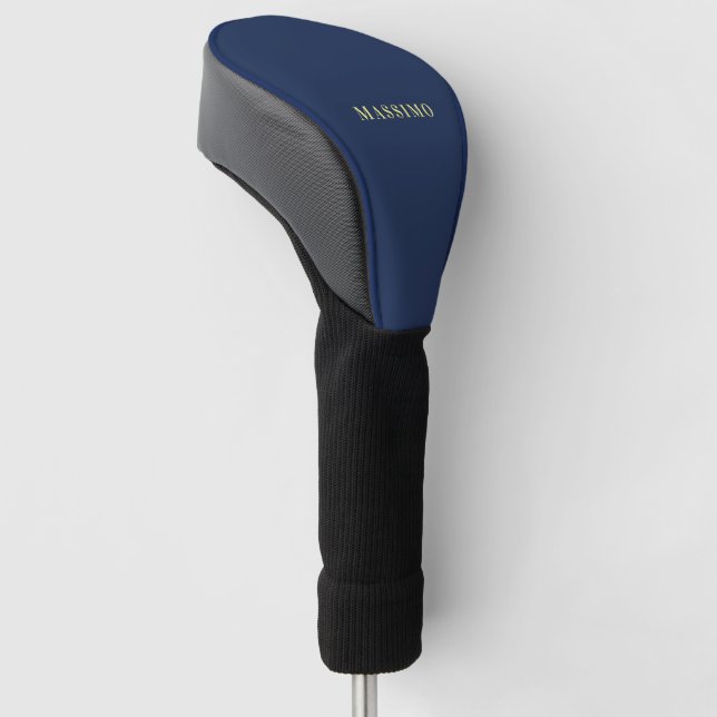 Minimalist Classical Professional Blue Colour Name Golf Head Cover (Angled)