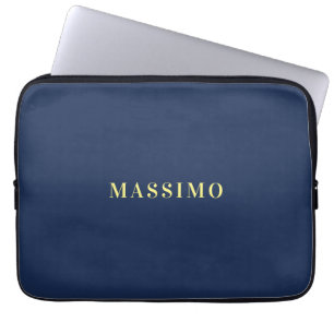 Minimalist Classical Professional Blue Colour Name Laptop Sleeve