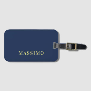 Minimalist Classical Professional Blue Colour Name Luggage Tag