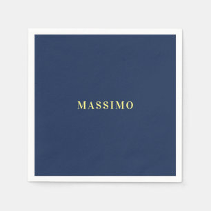 Minimalist Classical Professional Blue Colour Name Napkin