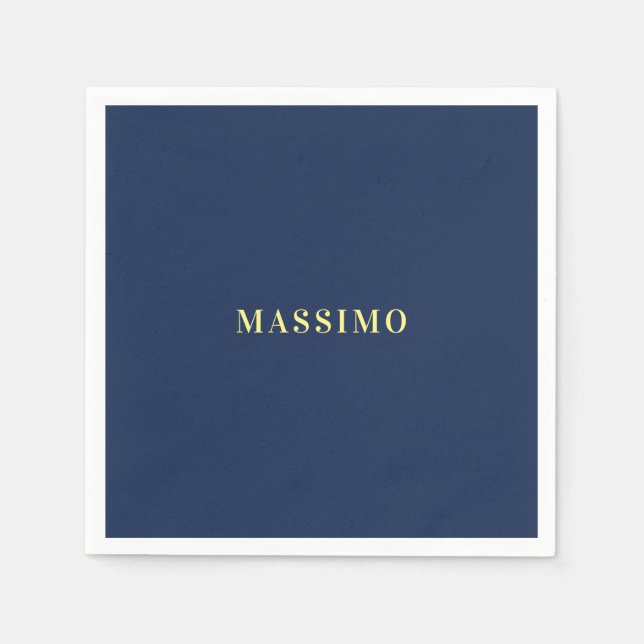 Minimalist Classical Professional Blue Colour Name Napkin (Front)