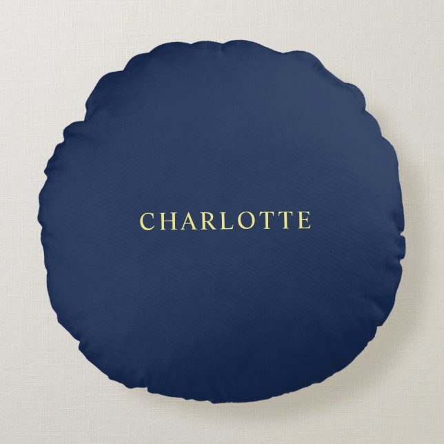 Minimalist Classical Professional Blue Colour Name Round Cushion (Front)