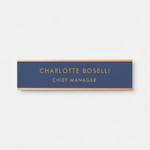 Minimalist Classical Professional Blue Gold Colour Door Sign