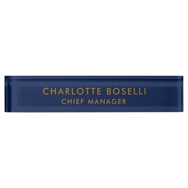 Minimalist Classical Professional Blue Gold Colour Nameplate (Front)