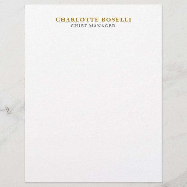 Minimalist Classical Professional Gold Color Custom Letterhead (Front)