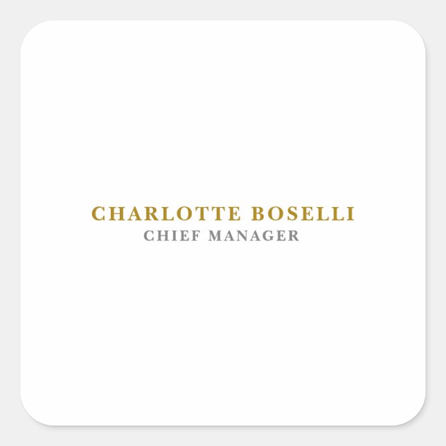 Minimalist Classical Professional Gold Color Square Sticker (Front)