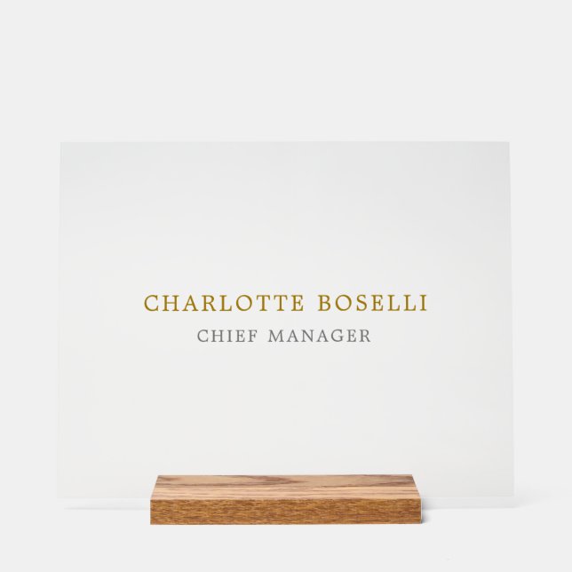 Minimalist Classical Professional Gold Colour Acrylic Sign (Front)