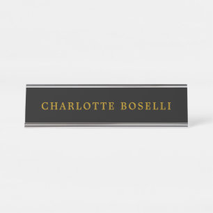 Minimalist Classical Professional Gold Colour Blac Desk Name Plate