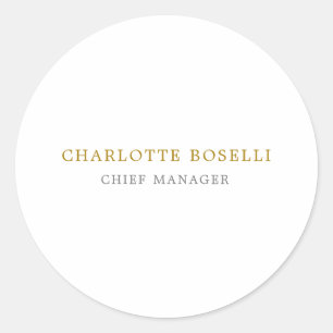 Minimalist Classical Professional Gold Colour Classic Round Sticker