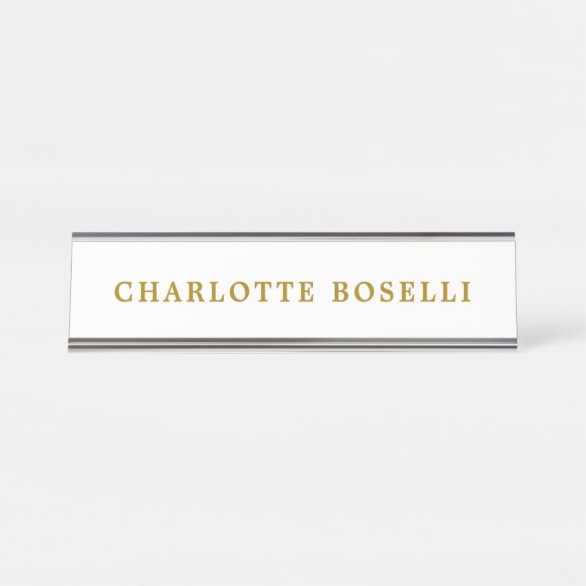 Minimalist Classical Professional Gold Colour Name Desk Name Plate (Front)