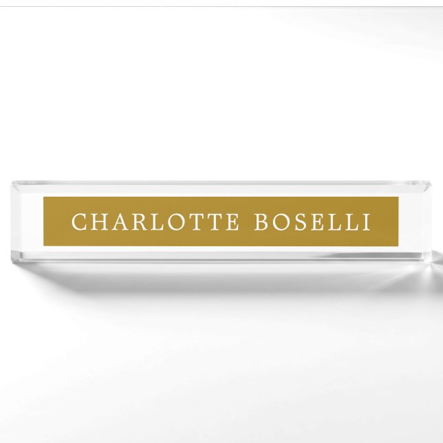 Minimalist Classical Professional Gold Colour Nameplate (Front)