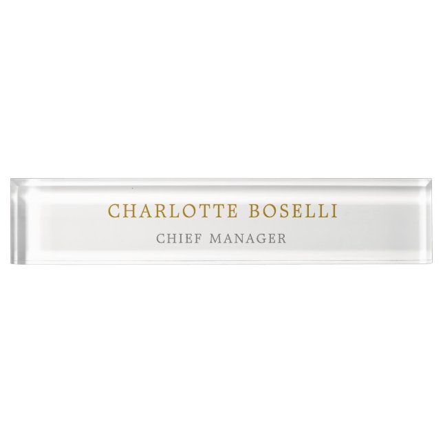 Minimalist Classical Professional Gold Colour Nameplate (Front)