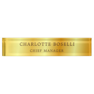 Minimalist Classical Professional Gold Colour Nameplate