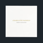 Minimalist Classical Professional Gold Colour Napkin<br><div class="desc">Have you ever seen such a thin, well thought out, aesthetic and remarkable design? The choice of letters, their font size and the darkness of colour have been thought for a long time and designed with long efforts. The result was such a unique design that impresses all who see it....</div>
