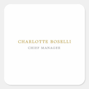 Minimalist Classical Professional Gold Colour Square Sticker