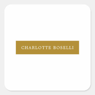 Minimalist Classical Professional Gold Colour Square Sticker
