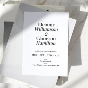 Minimalist Classy Black and White Design Wedding I Invitation
