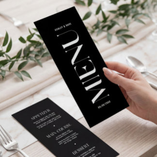 Minimalist Classy Black Wedding Menu