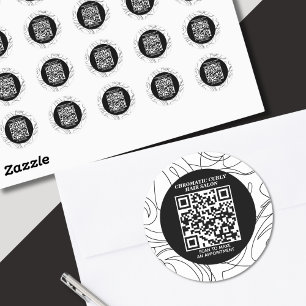 Minimalist Classy Black White Abstract Pattern Classic Round Sticker