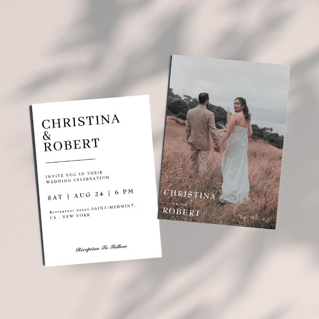 Minimalist classy Boho Photo Wedding Invitation (Creator Uploaded)