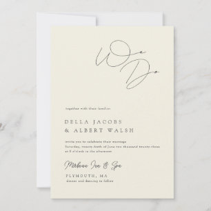 Minimalist Classy Calligraphy Ivory Wedding Invitation