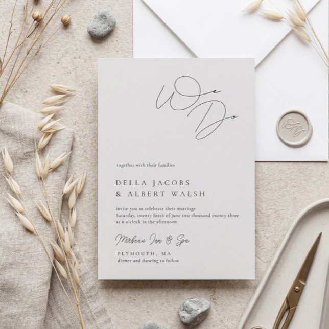 Minimalist Classy Calligraphy Light Grey Wedding Invitation (Creator Uploaded)