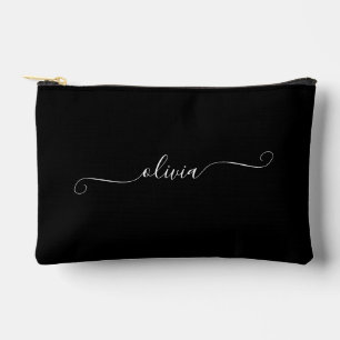 Minimalist Classy Chic Personalised Black White Accessory Pouch