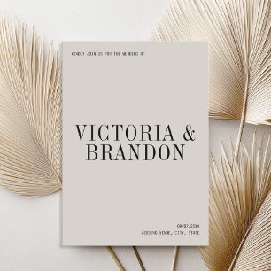 Minimalist Classy Chic Typography Modern Wedding Invitation