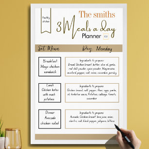 Minimalist Classy Earth Tone 3 Meals a Day Planner Poster