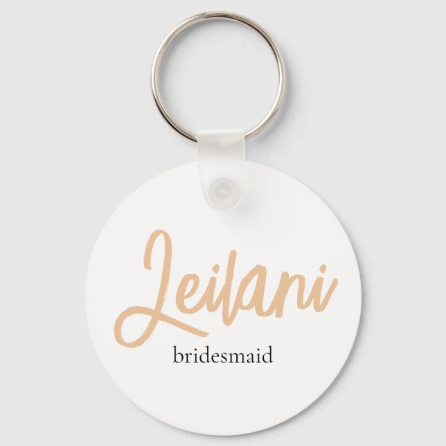Minimalist Classy Simple Bridesmaid Favour  Key Ring (Front)