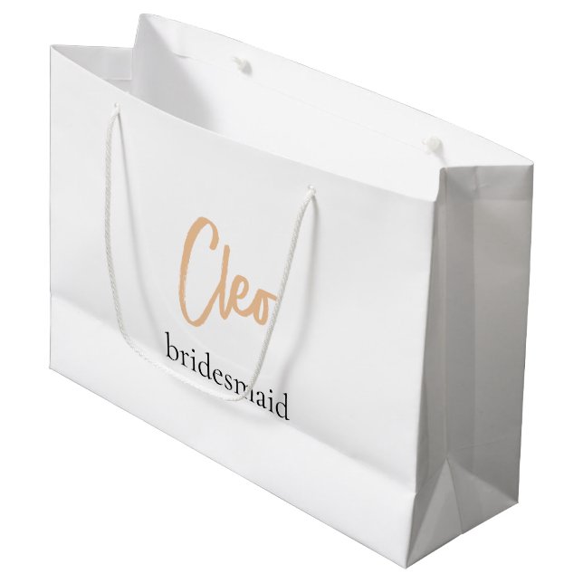 Minimalist Classy Simple Bridesmaid Personlized  Large Gift Bag (Front Angled)