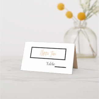 Minimalist Classy Simple Personalised Wedding Fold Place Card