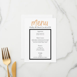 Minimalist Classy Simple Personalised Wedding Food Menu
