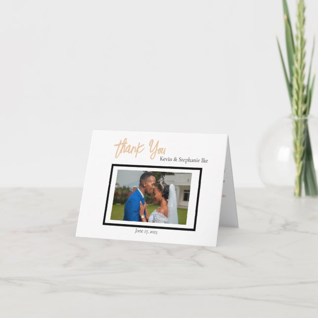 Minimalist Classy Simple Wedding Folded Thank You Card (Front)