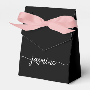 Minimalist Clean Black Monogram Name Script Favour Box