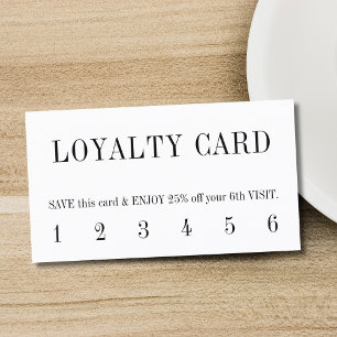 Minimalist Clean Black White Salon  Loyalty Card