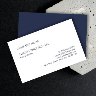 Minimalist Clean Blue White Consultant Business Card