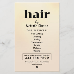 Minimalist clean boho style hair salon flyer