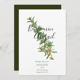 Minimalist Clean Botany Rosemary Herbalist Simple  Invitation