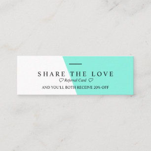 Minimalist Clean Bright Teal Typo Referral Mini Business Card