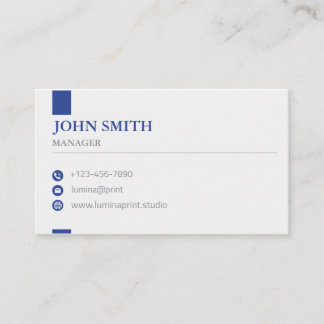 Minimalist Clean Corporate Manager Custom Log Business Card