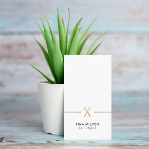 Minimalist Clean Faux Gold White Hair Stylist Business Card