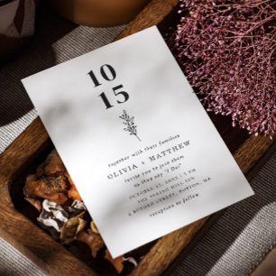 Minimalist Clean Floral Wedding. QR Code & Photo  Invitation