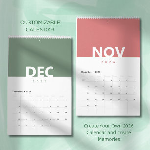 Minimalist Clean Modern Color Design Calendar