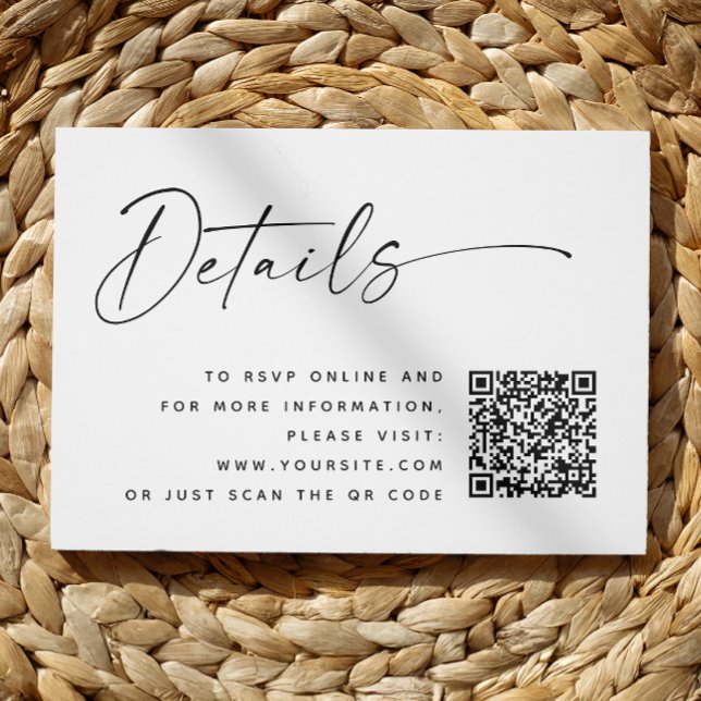 Minimalist Clean Modern Wedding Details | QR Code Enclosure Card (Creator Uploaded)