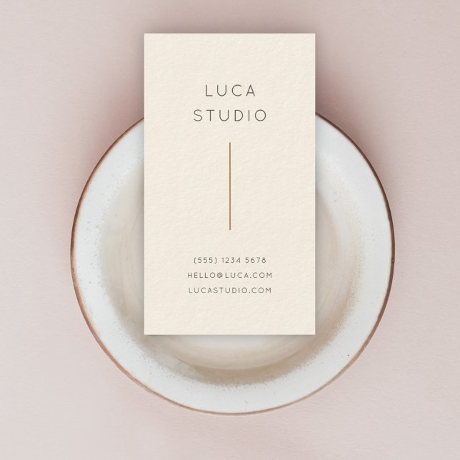 Minimalist Clean Simple Modern Gold and Cream Business Card (Create a refined look with this cream and gold accent minimalist business card design)