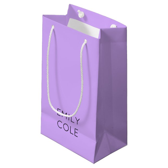 Minimalist clean simple purple  small gift bag (Front Angled)