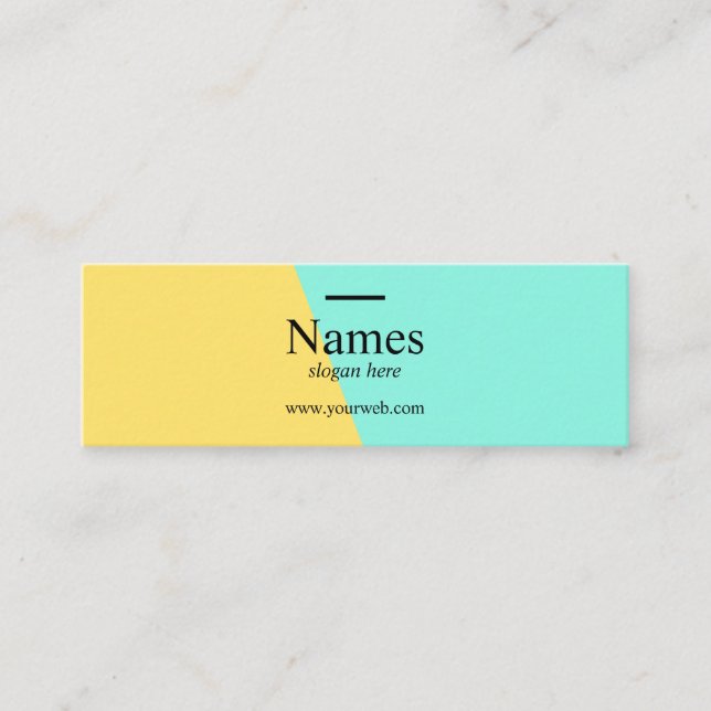 Minimalist Clean Teal Typo Mini Business Cards (Front)