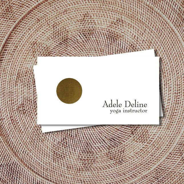 Minimalist Clean White Copper Circle Yoga Business Card (Creator Uploaded)